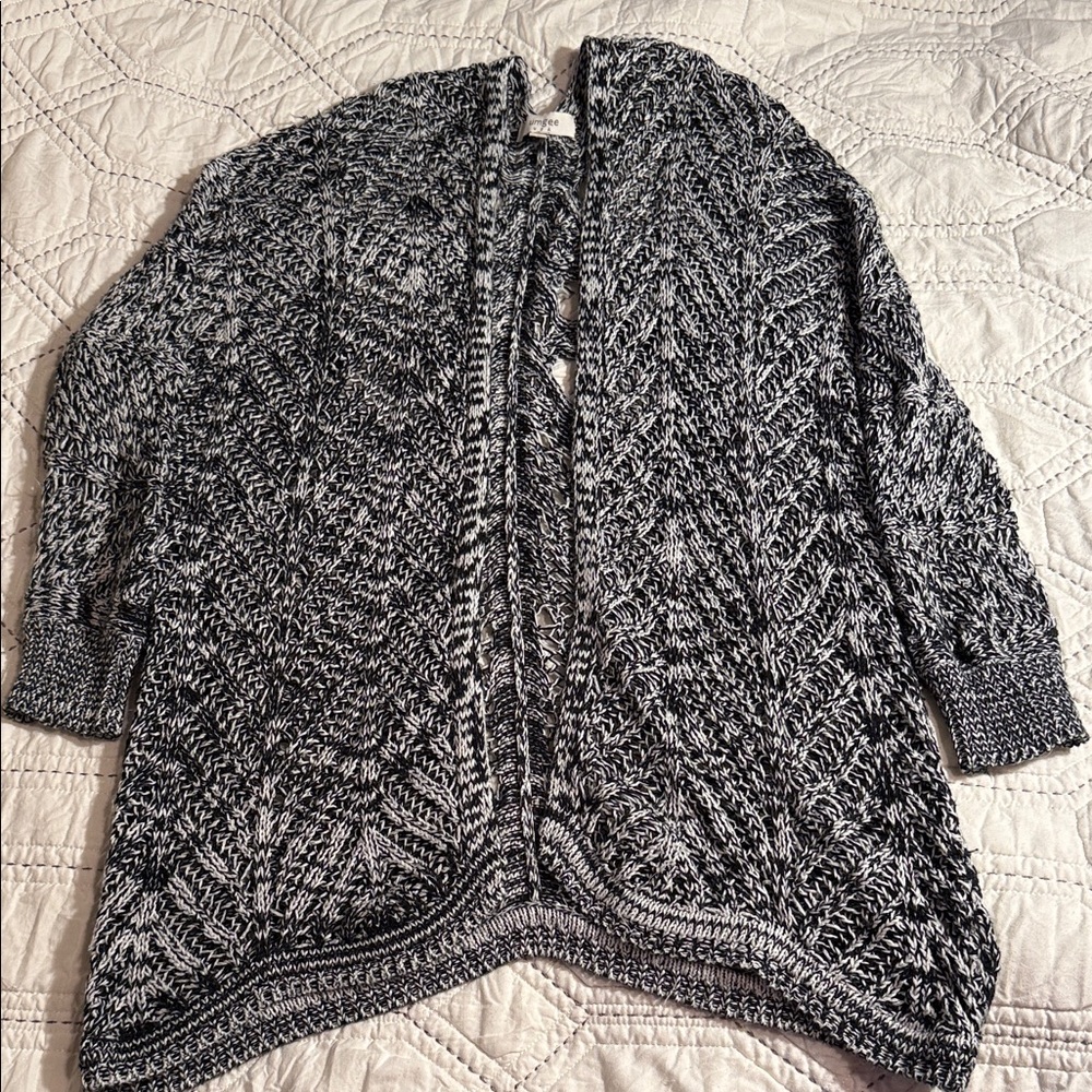 Umgee Charcoal and Ivory Knit Cardigan